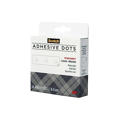 Scotch Adhesive Dots, Medium, 300 Dots/Pack, Easy Dispensing, Permanent, Photo-Safe (010-300M)